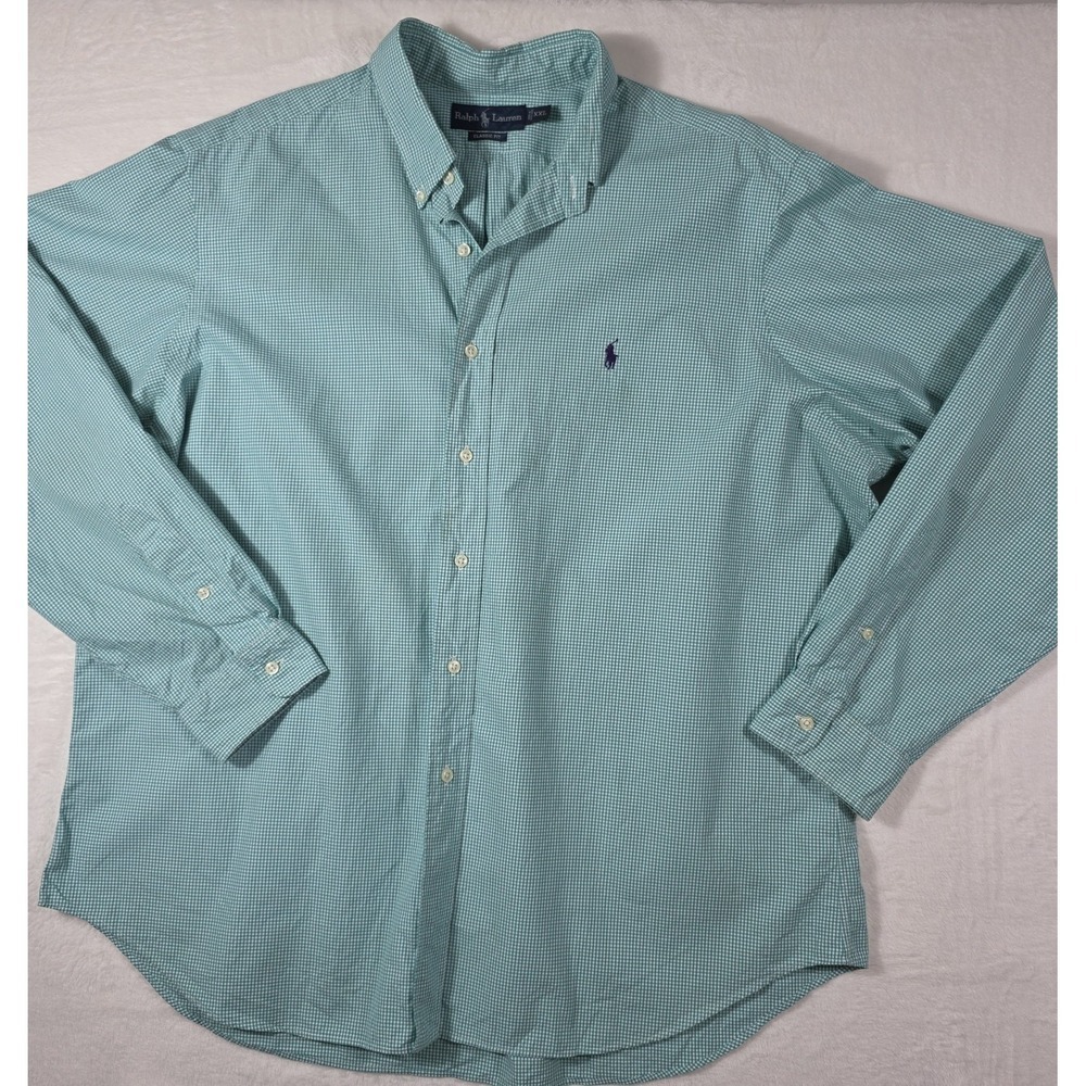 Ralph Lauren Classic Fit XXXL Green Gingham Button Down Pony Shirt